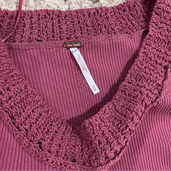 Free People Cuffing Season Tee Size M Dusty Cedar Bell Sleeve Boho - Picture 8 of 11